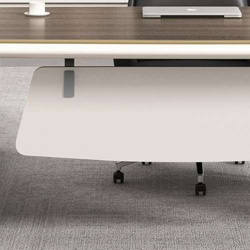 Image of Lakdi The Furniture Co Director L-Shape Office Table Luxury Desk with Multi-Function Ports Functional Hettich & Blum Hardware Drawers and Ample Storage - Beige and Dark Brown - LDL-602