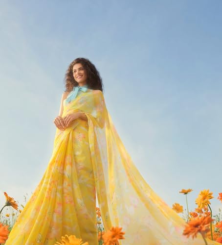 Image of Garden Vareli Floral Print Nara Chiffon Saree