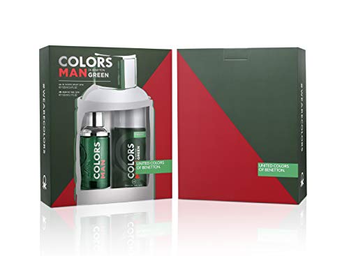 Z4 Set Benetton Colors Green 2Pzs 100ml EDT Spray/ 150ml Desodorante Spray