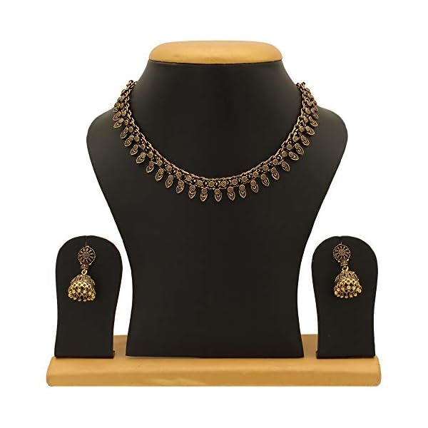 Sasitrends Oxidised German Silver Necklace with Earrings for Women and Girl's - Image 3