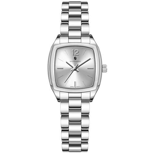 Image of Sapphero Ladies Watch Easy to Read Wristwatch, Women's Quartz Watch with Stainless Steel Strap, 5 ATM Waterproof, Classic Elegance Women Business Waterproof Watch