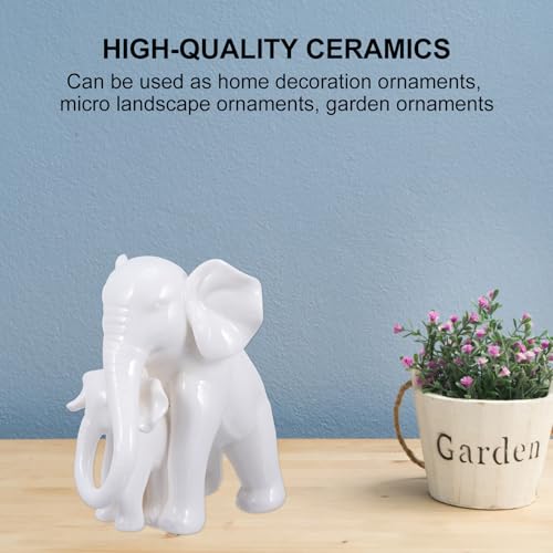 Statue d'éléphant céramique Healeved figurine blanche pour table