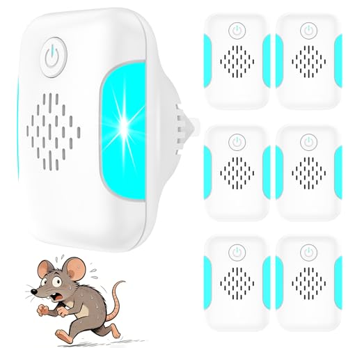 2026 Upgraded Ultrasonic Pest Control Repeller, Mouse Repellent Indoor for Spider Bug Roach Ant Fly Mice Rat Insect Deterrent, Mouse Rodent Repellent Ultrasonic Plug in, 2 Mode Switching, 6 Pack