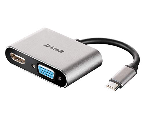 D-Link USB C to HDMI & VGA Adapter Cable, USB Type C 3.0 Thunderbolt 3 HDMI 4K VGA 1080P Display Mirroring Plug n Play Compact Design (DUB-V210-US)