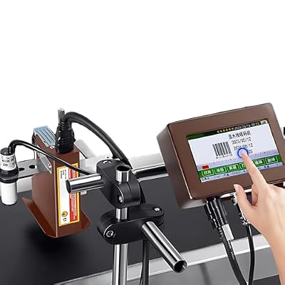 PRECISTECH Industrial Inkjet Printer, Automatic Coding Machine with Touch Screen, Online Batch Coding Printer for Date Code Qr Code Barcode Logo and Variable Text Printing(25.4mm Height)