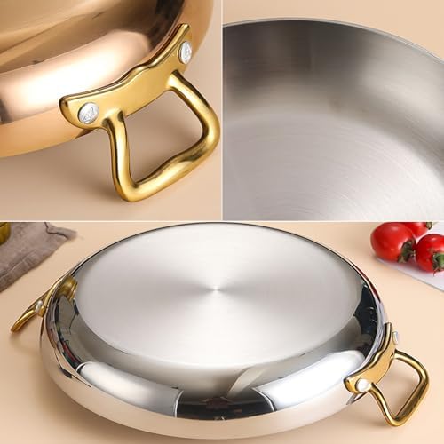 Stainless Steel Oval Paella Pan - Nonstick Seafood & Lobster Frying Pan with Dual Handles, Dishwasher Safe Cookware for Home Cooking & Kitchen Essentials