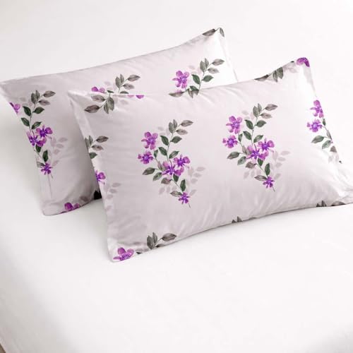 Image of Raymond Bedsheet 100% Cotton Feel Bedsheets 200 TC for Double Bed King Size (108 x108 Inch) with 2 Large Size Pillow Covers | Soft & Breathable | Wrinkle-Free | Premium Printed Design Purple