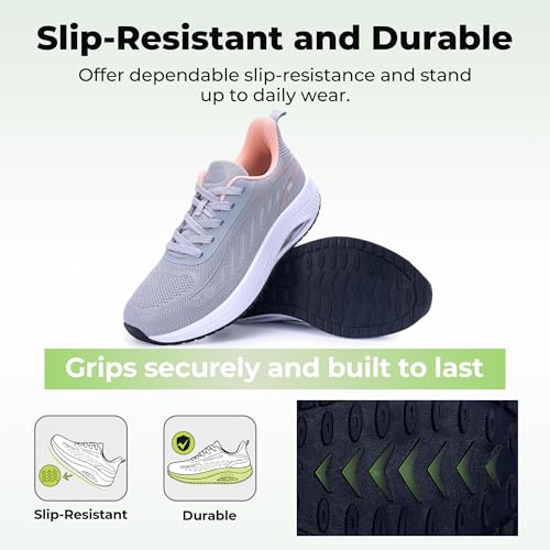 Image of AOV Wide Walking Shoes Women Arch Support Plantar Fasciitis Tennis Sneakers Orthotic Tennis Shoes for Workout Gym Black Size 8