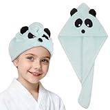 AUYAO Haarturban Handtuch Haare Turban Mädchen Mikrofaser Turban Handtücher Schnelltrocknend Handtuch Handtücher Kinder Mädchen Haarturban Verdreht mit Knopf Lange Lockiges Nasses Alle Haartypen (D)