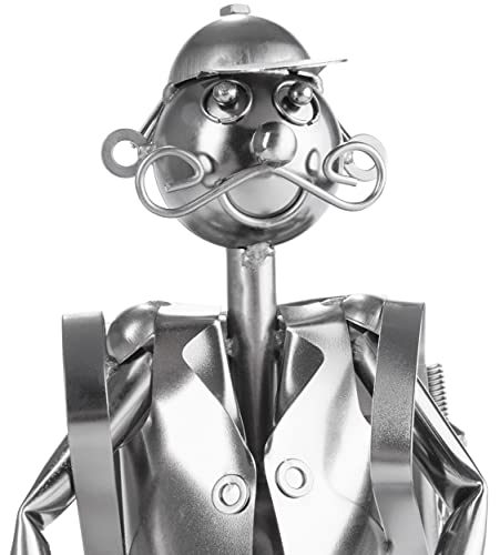 Brubaker Wine Bottle Holder 'Cyclist' - Table Top Metal Sculpture - With Greeting Card #TOP3
