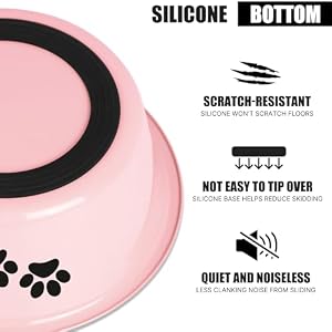 Stainless Steel Dog Bowls, Nonslip Rubber Bottom No Spill Proof Skid Metal Insulated Dog Bowls for Large Medium Small Breed Dogs (Pink, 6.6 Cups/53 OZ) Stainless Steel Dog Bowls, Nonslip Rubber Bottom No Spill Proof Skid Metal Insulated Dog Bowls for Large Medium Small Breed Dogs (Pink, 6.6 Cups/53 OZ)