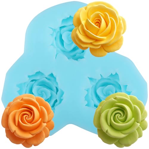 YABONAN Rose Flower Fondant Silicone Mold Flower Chocolate Candy Molds | Wedding Birthday Party Cake Decorating Cupcake Topper Gum Paste Polymer Clay