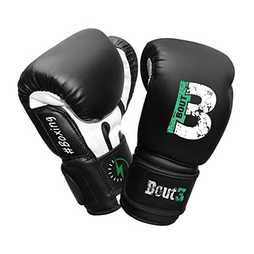 BOUT3® Kinder Boxhandschuhe | Kickboxen, Muay Thai Sparring, Training | Boxsack - Sandsack für Boxen | Kampfsport, Punchinghandschuhe Coachinghandschuhe für Jungen, Mädchen (6 Oz, Schwarz)