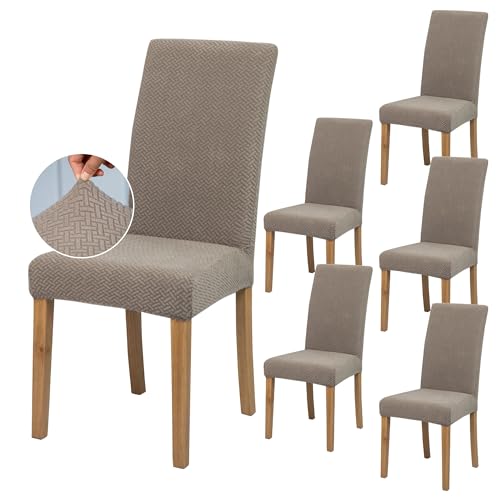 SUKAIKEQA élastique, Housse de Chaise Haute, Housse de Chaise de Bureau (Lot de 4/6/8 pièces avec Dossier) pour Le Salon, la Cuisine, la fête et l'hôtel. (6, Chameau)