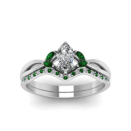 Ensemble nuptial en diamants torsadés marquise en argent pour mariage