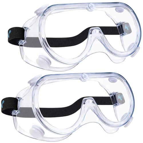 TICONN Anti-Fog Safety Goggles, HD Clear Eye Protection, ANSI Z87.1 Lab Goggles for Chemistry, Industrial (2PK)