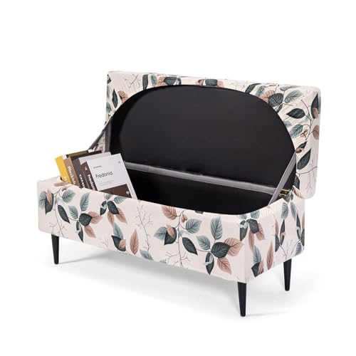 Image of FUANGUI Ottoman Cover Stretch Storage Ottoman Bench Slipcover Printed Folding Storage Bench Ottoman Cover Footrest Stool Slipcover Footstool Protector Cover with Elastic Bottom, Large,83