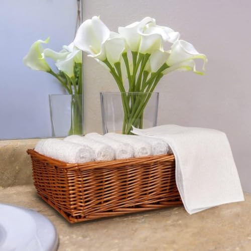 Image of Orighty Washcloths Bulk, 100 Pack Highly Absorbent & Soft Feel Microfiber Face Towels, Multi-Purpose Wash Cloths & Hand Towels for Bathroom, Hotel, Spa, and Gym, 12x12 Inch, White