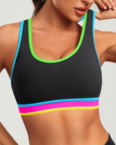 Image of Holipick Women's Sports Bra Bikini Tops Racerback Swim Top Scoop Neck Bathing Suits Top Modest Padded Crop Tops Swimsuit Only