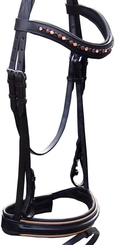 Leather Bridle for English Saddle Set | Plain Hunter Soft Padded Leather Bridle RSD Multicolor Diamond Center Available in Black, Brown, London and Chestnut Color