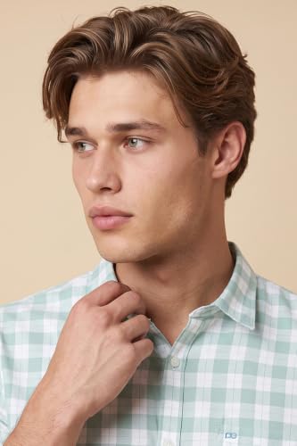 Image of Peter England Men's Checkered Cotton Shirt | Smart Casual | Full Sleeves