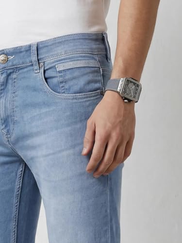 Image of WROGN Men's Slim Fit Jeans | Cotton Stretch | Solid | Casual Denim