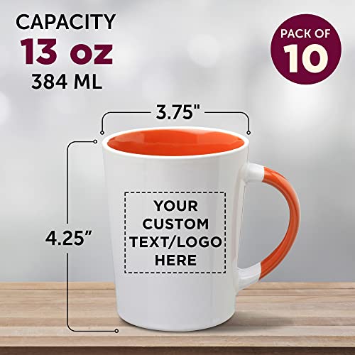 Juego de 10 tazas de cerámica personalizadas 13 oz naranja miniatura 5