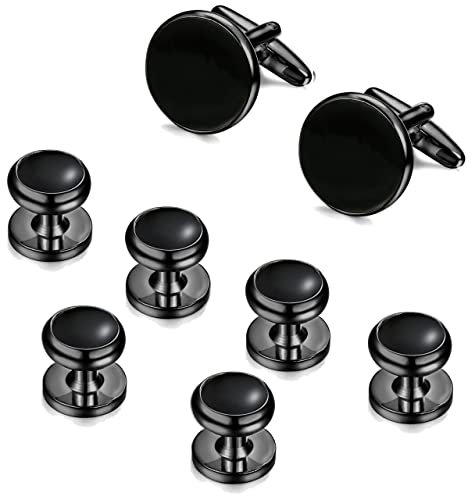 ORAZIO Cuff Links Mens Stainless Steel Cuff Links and Studs