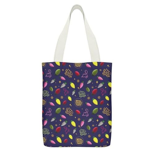 Cute Taco Fiesta Canvas Tote Bag with Pockets for Daily Versatility