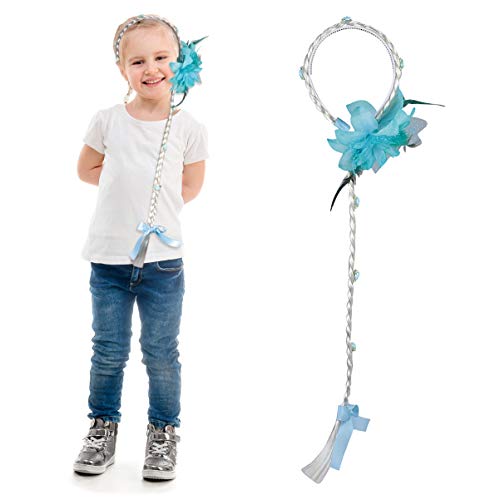 PixNOR – Peruca de cabelo longo azul para princesa com cabelo comprido para cosplay, perucas trançad