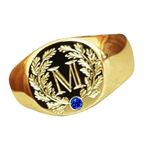 Personalized Birthstone Pinky Gold Ring for Men - Sterling Silver 925 Gemstone Ring, Custom Engraved Initials, Minimalist Gift for Son/Husband/Boyfriend