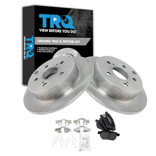 Image of TRQ Rear Brake Pad and Rotor Set Ceramic Compatible with 2009-2010 Toyota Matrix