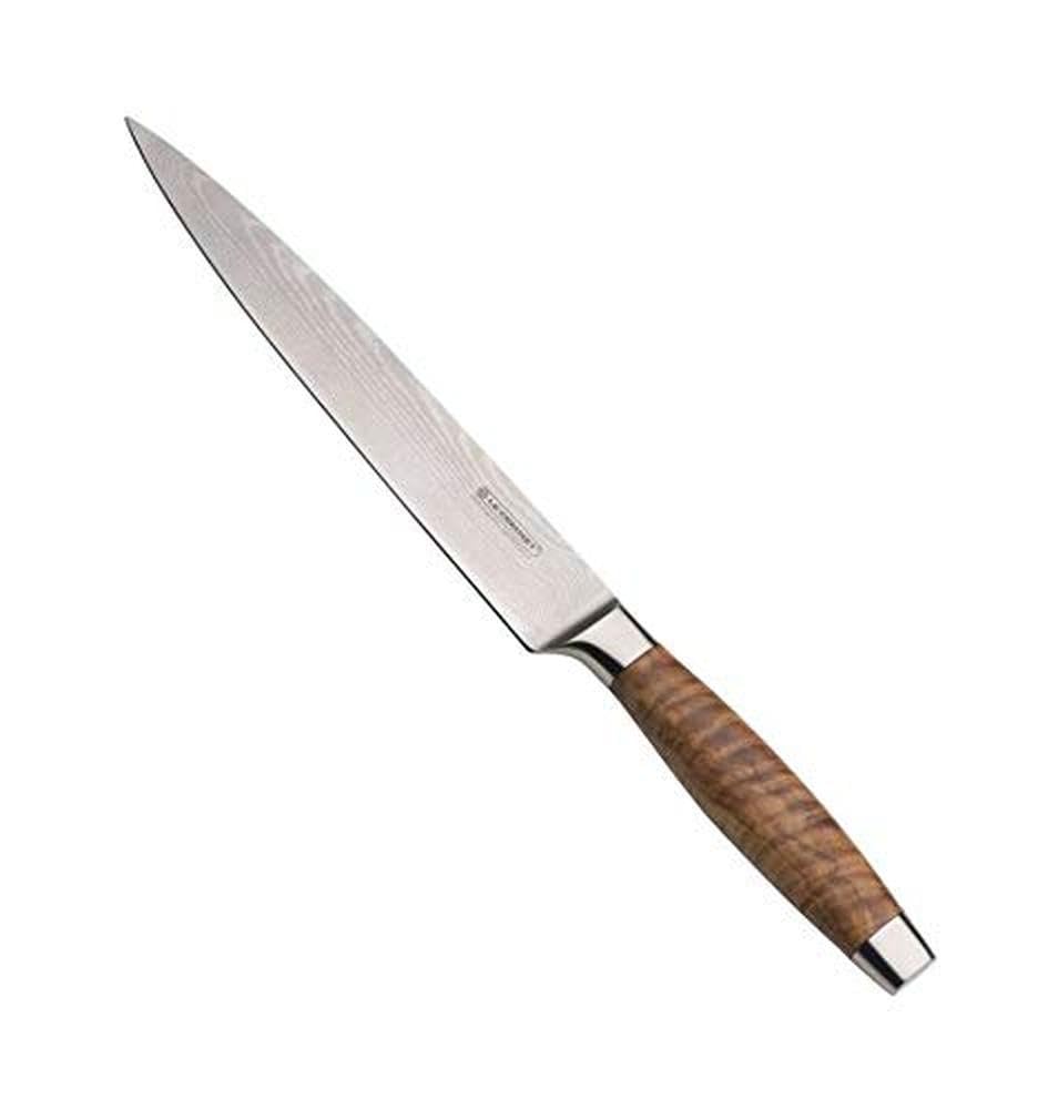 LE CREUSET Schinkenmesser, 20 cm 18/8 Damaststahlklinge mit glattem Schliff, Edelstahlgriff, Rostfrei, Silber, 98000420000100