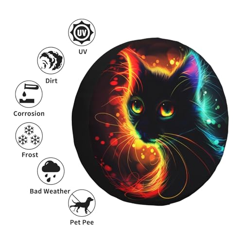 Image of Halloween Spare Tire Cover Black Cat Tire Cover Universal Wheel Protectors Wheel Covers for Rv Camper Travel Trailer SUV Truck 17 Inch