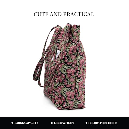 Image of TOPASION Cute Corduroy Tote Bag Canvas Shoulder Handbags for Women Travel Shopping