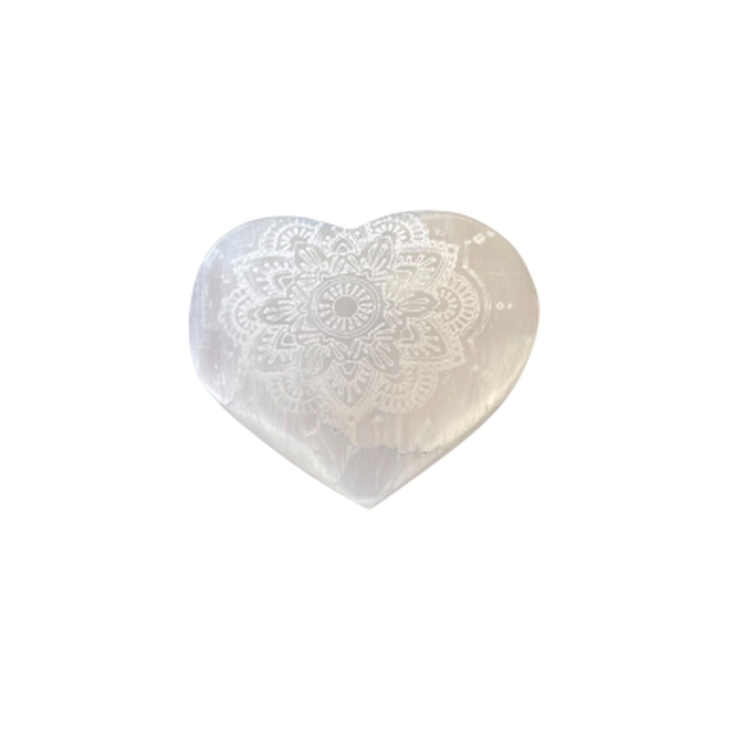 Selenite Heart - 7-8cm - Mandala Engraved - Healing Crystal