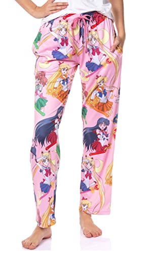 Bioworld Sailor Moon Womens Allover Character Print Adult Lounge Sleep Bottoms Pajama Pants (Small)