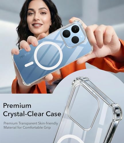 Image of Jkobi Shockproof Crystal-Clear Back Cover for Realme 15T | Realme Narzo 90 (Magsafe Wireless Support | Drop & Camera Protection | Hard Polycarbonate)