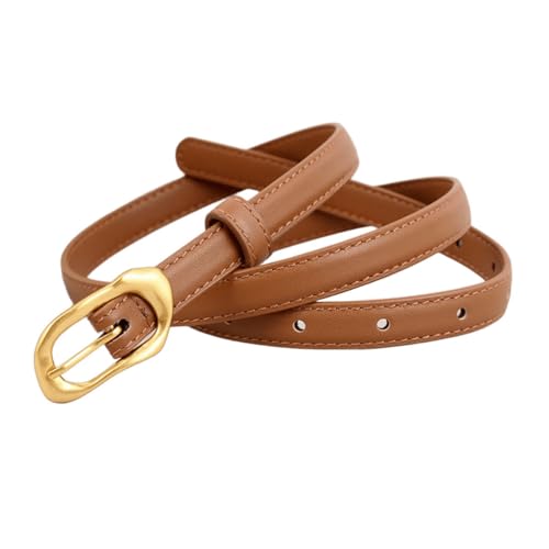 Genuine Leather Skinny Belt For Men & Women, Comfort Waistband For Casual And Outdoor Styles, 0.6