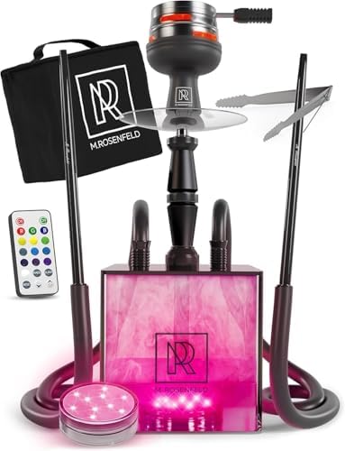 M. ROSENFELD Set de Cachimba Completo Portátil con Bolsa y Accesorios Premium – Cabezal con HMD, Boquilla, Tubo de Inmersión de Aluminio, Difusor y Base de Acrílico