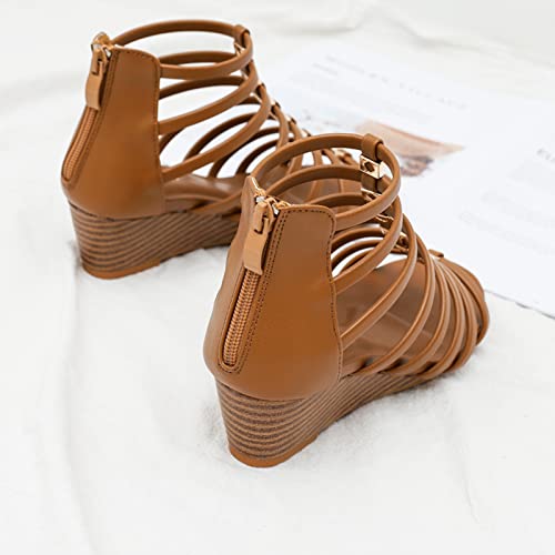 Gladiator Wedge Sandals for Women Summer Roman Flat Sandals Strappy Beach Sandals3