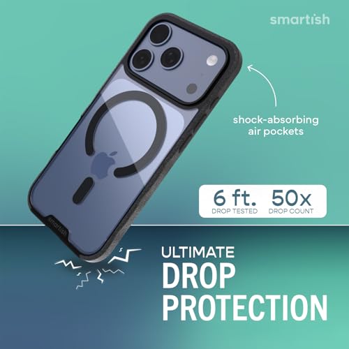 Image of Smartish iPhone 17 Pro MagSafe Clear Case - Gripmunk Magnetic Slim Case [Lightweight + Protective] Anti-Yellowing Thin Grip Clear Cover for Apple iPhone 17 Pro - Clearly Clear - Custom Print