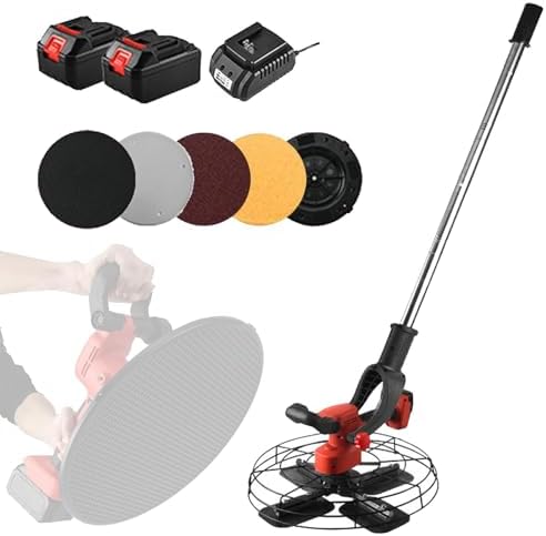 Cordless Concrete Rendering Tool, 6-Speed Professional Power Trowel with 5 Grinding Discs, Detachable Extension Rod for Polishing & Cement Finishing (20000mAh)