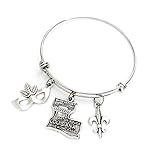 Louisiana Bracelet. Includes State of Louisiana, Mardi Gras mask, and Fleur de Lis Charms. Louisiana gift. New Orleans, Mardi Gras.