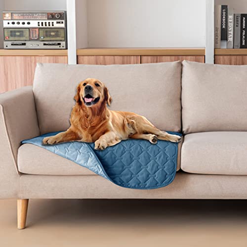 Image of gogobunny 100% Double-Sided Waterproof Dog Bed Cover Pet Blanket Sofa Couch Furniture Protector for Puppy Large Dog Cat, Reversible (30x30 Inch (Pack of 1), Dark Blue /Light Blue)