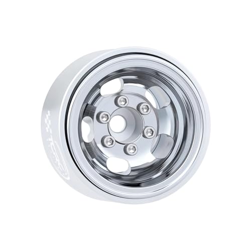 TCRC 4PCS Aluminum Deep Dish 1.0 Inch Beadlock Wheels Hubs for Axial SCX24 Traxxas TRX4M FCX24 Redcat Ascent-18 HPI Venture18,Chrome