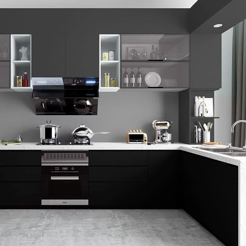 Image of WALLMATE? Black Vinyl Wallpaper Self Adhesive and Removable Peel and Stick Vinyl Contact Paper Easy to Apply Wall Coverings Shelf Home Decorative (18x60 inch, Black Matte)