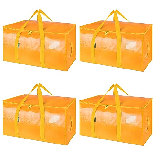 Image of BALEINE 4-Pack Oversized Moving Bags with Reinforced Handles, Heavy-Duty Storage Tote for Clothes, Moving Supplies (Light Yellow, 4-Pack)