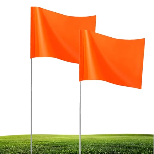 TELAIN Flo Orangefarbene Markierungsfähnchen,20er-Pack Marker-Fähnchen, Rasenfähnchen, Grenzfähnchen, Hundetrainingsfähnchen für Garten, Vermessungsfähnchen