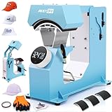 AKEYDIY Auto Hat Heat Press Machine for Caps with 3pcs Interchangeable Platens 3-in-1 Automatic Cap Press w/Knob-Style Digital Controller & Auto Open & Release, Heat Transfer Printing for Caps